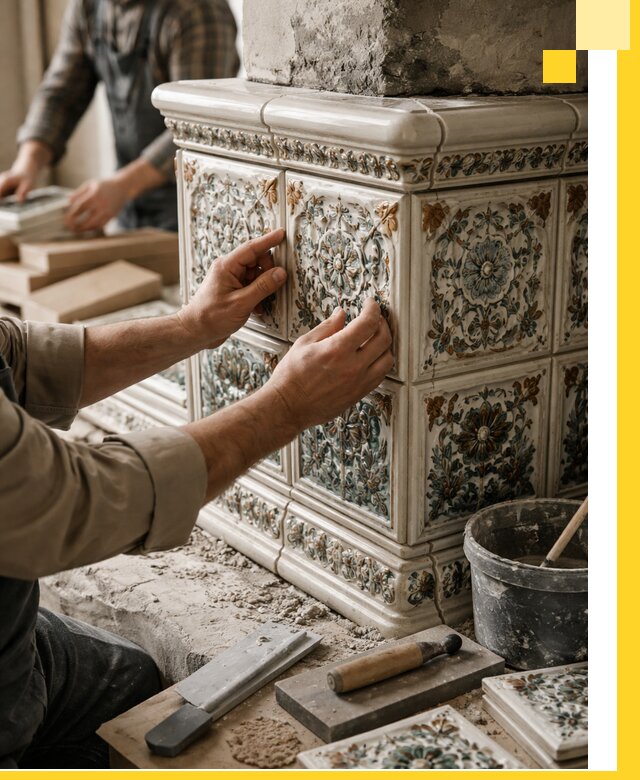 Изразцовые камины под ключ в Котельниках: проект и монтаж