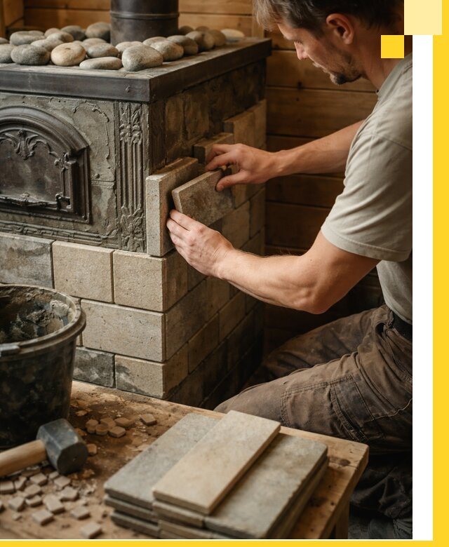 Облицовка банных печей в Котельниках профессиональная отделка