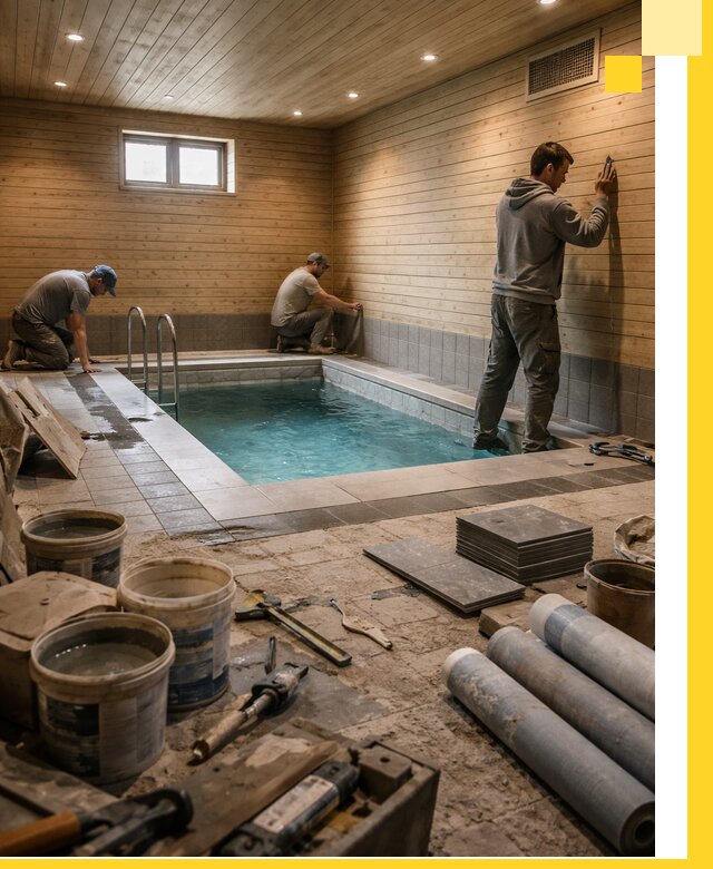 Строительство бани с бассейном и сауной под ключ в Котельниках