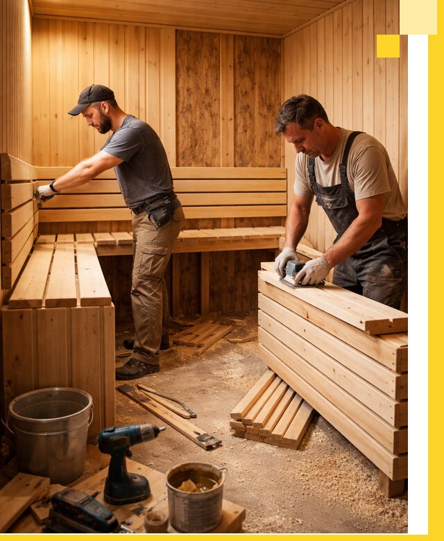Профессиональный комплексный ремонт саун под ключ в Котельниках