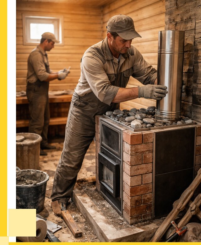 Монтаж печи в бане под ключ в Котельниках от 21236 р. | ЭриданКтн