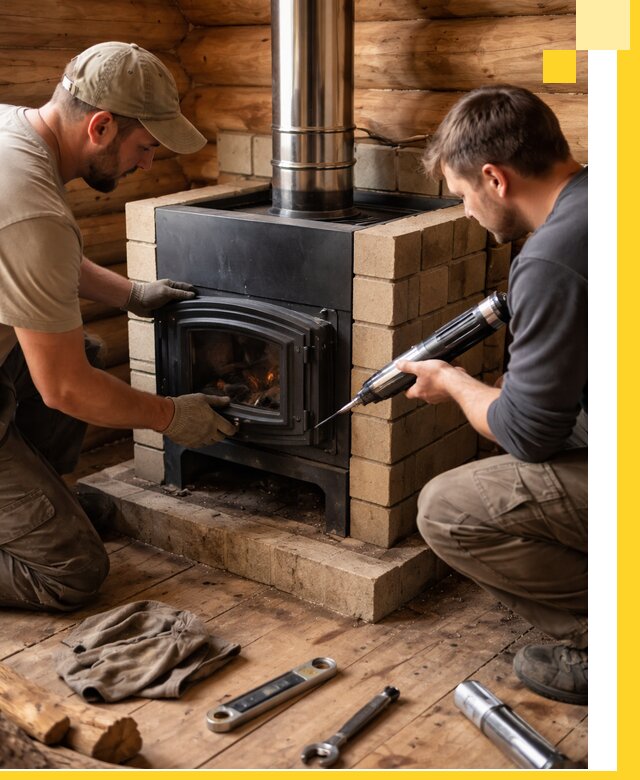 Монтаж и установка печи в бане под ключ с гарантией в Котельниках