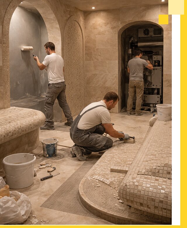 Строительство бани с хамамом и бассейном под ключ в Котельниках