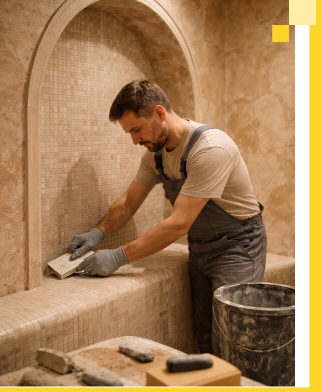 Профессиональная отделка хамамов с мозаикой под ключ в Котельниках