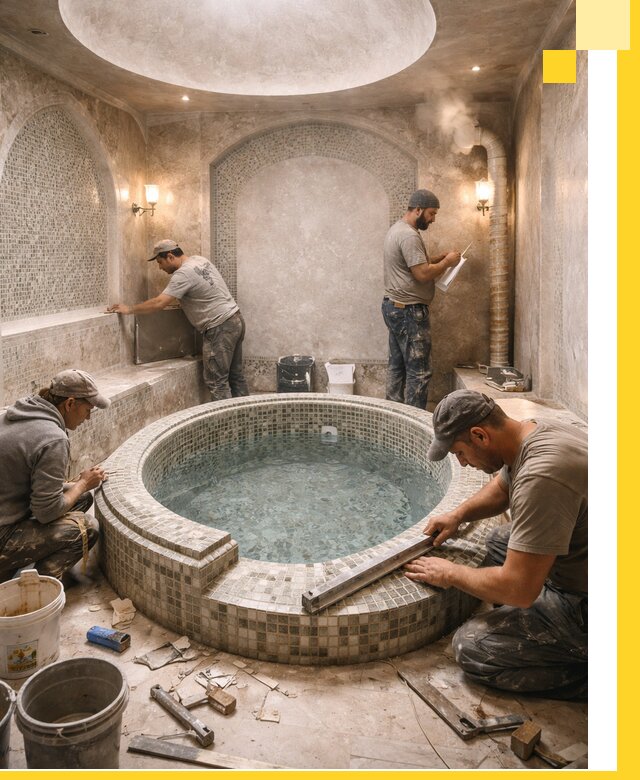 Профессиональное строительство хамама с бассейном в Котельниках под ключ