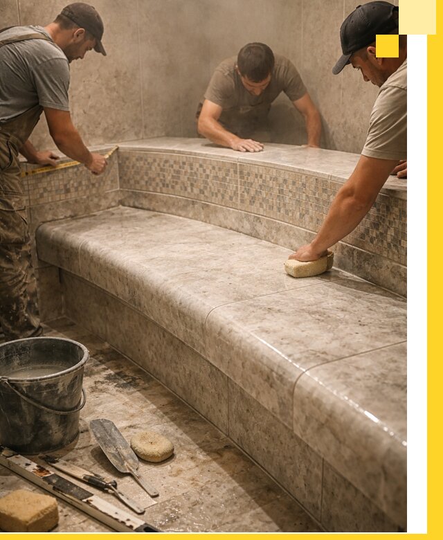 Изготовление и установка сидений для хамама в Котельниках