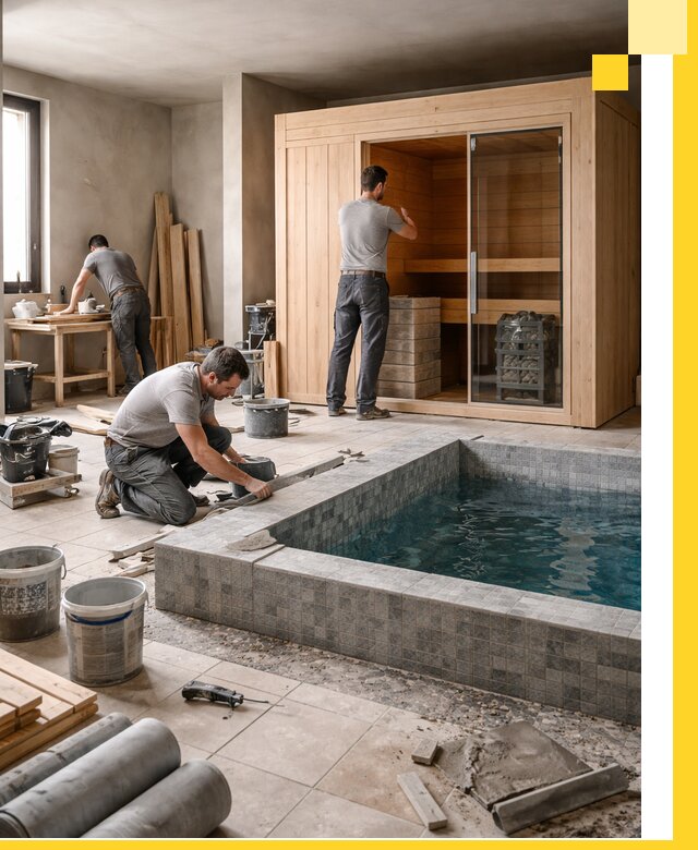 SPA зоны под ключ с бассейном сауной и печью в Котельниках